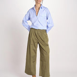 pantalone con elastico in popeline GOLFO 2615131102600 002 VERDE KAKI weekend maxmara 