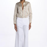Pantalone MELODY D cropped cotone tinto capo MELODYD408801 14 quelledue 