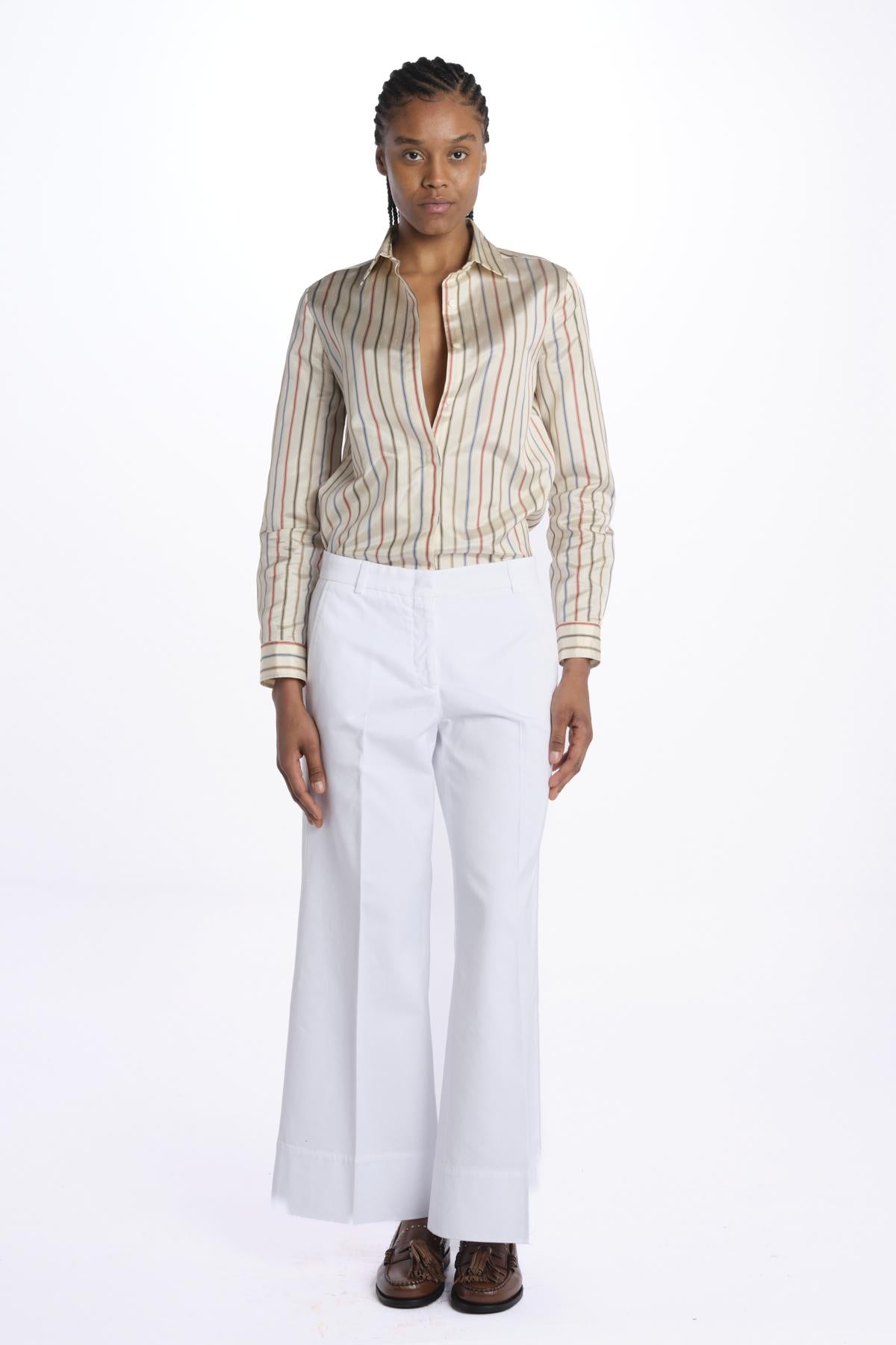 Pantalone MELODY D cropped cotone tinto capo MELODYD408801 14 quelledue 