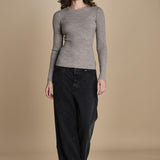 maglia girocollo a costine CAMB KNIT BLOUSE LIGHT TAUBE herskind 