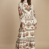 avito lungo con stampa cuori e rouches MAJESTIC HEARTS 346167 CREAM farm rio 