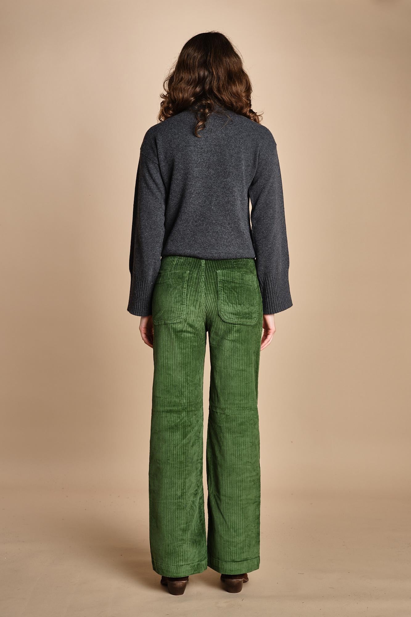 pantalone a zampa con taschine FAUVE WX GREEN fam 