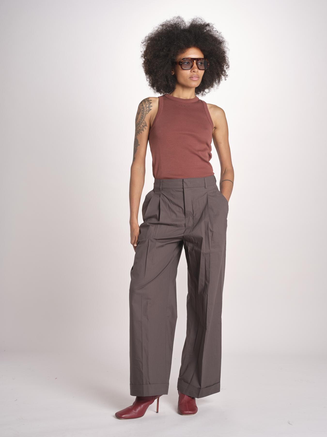 pantalone con pinces e risvolto PAN1319WATSON GRIS ANTHRACITE GRI0326S soeur 