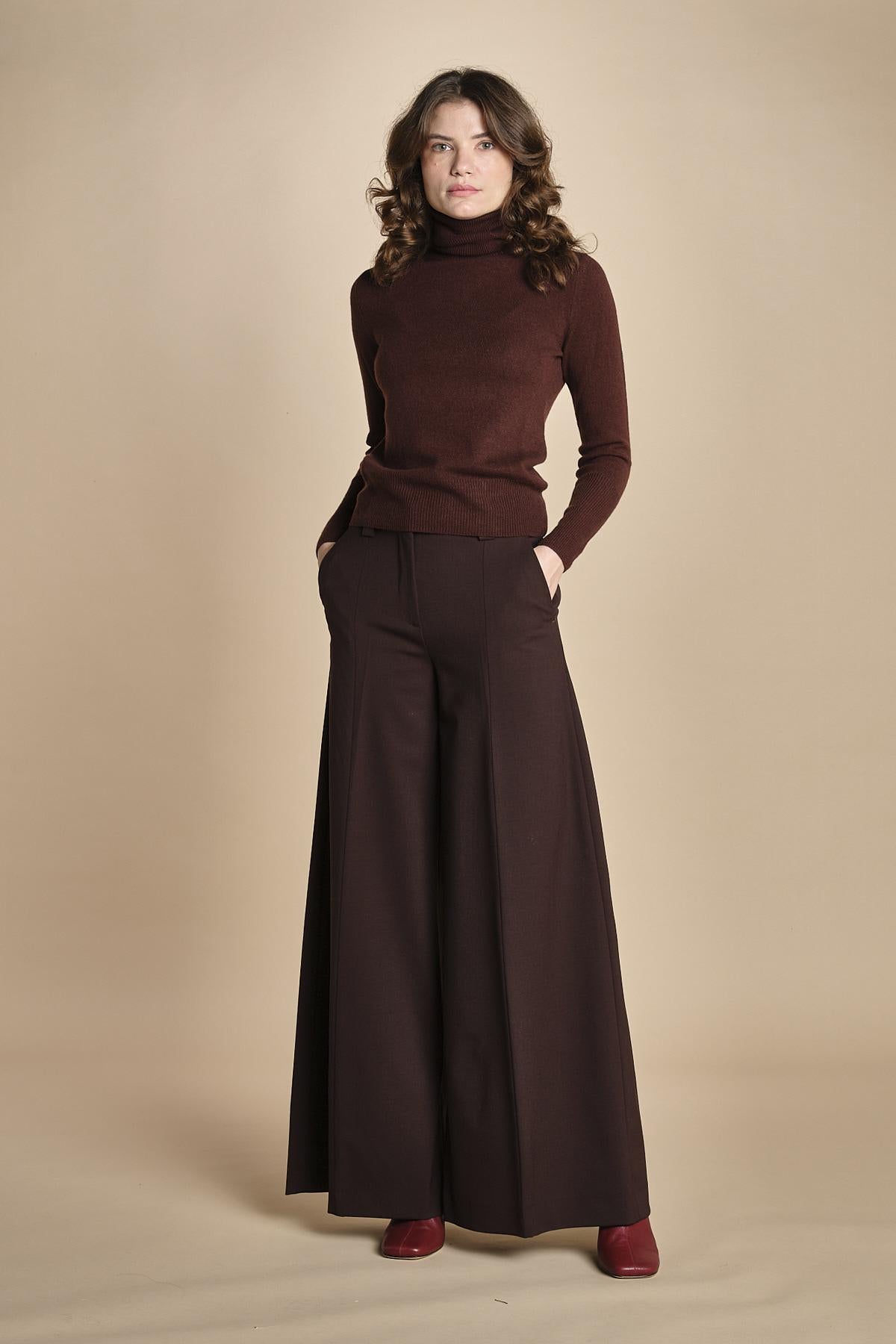pantalone palazzo ALMA TLWC3101W0206ABTPB BROWN T0215 the latest 