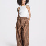 pantalone in mussola con elastico DORA 3119 T0161 CHOCOLATE T0032 the latest 