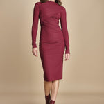 abito longuette con drappeggio FRANCIS BURGUNDY amazuìn 