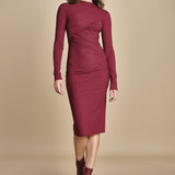 abito longuette con drappeggio FRANCIS BURGUNDY amazuìn 
