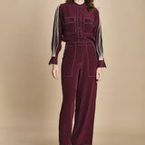tuta con manica plisse BY_2269J BURGUNDY bodice 