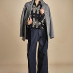 camicia con ricamo punto croce BOULEVARD TOP ONIX BLACK scarlett poppies 