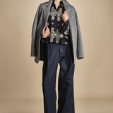 camicia con ricamo punto croce BOULEVARD TOP ONIX BLACK scarlett poppies 