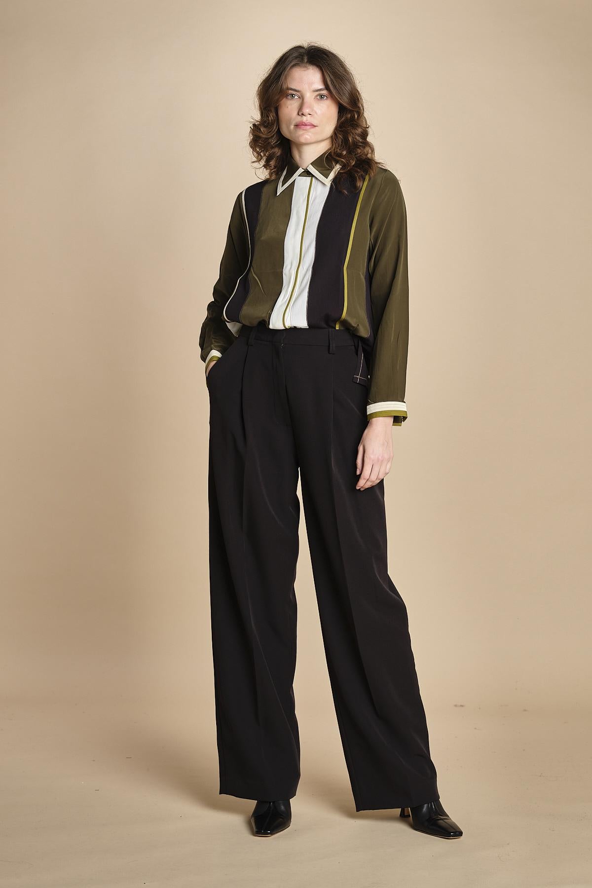 camicia con collo a pannelli BL_3261T OLIVA bodice 