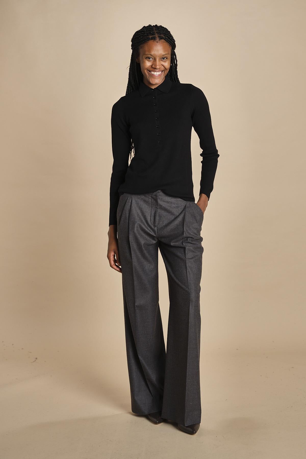 polo a costine in lana merino MIL LAU3 E14035 NERO milaura 