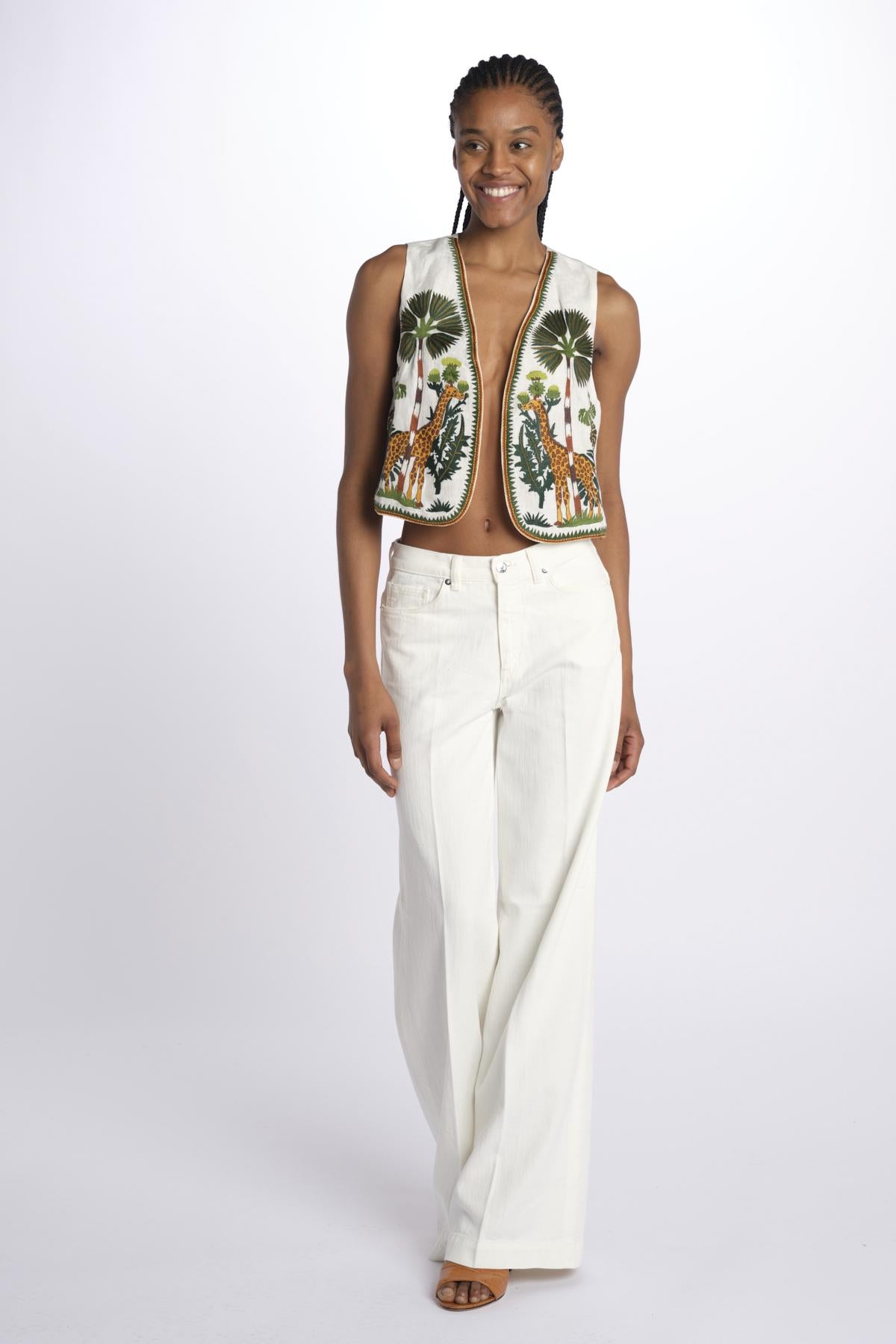 GIRAFFE GILET by milaura. BE24866 WHITE MULTI benaras soleil 