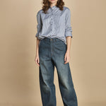 camicia a righe con colo guru. CHE0185 BLE5825W soeur 