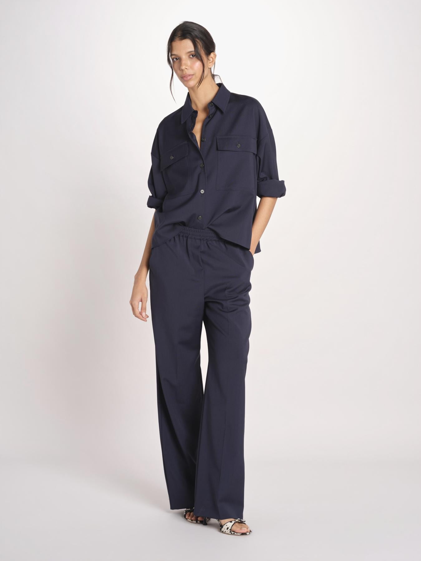 Giacca a camicia in tela di pura lana stretch MULINO 2615041021600 001 BLU weekend maxmara 
