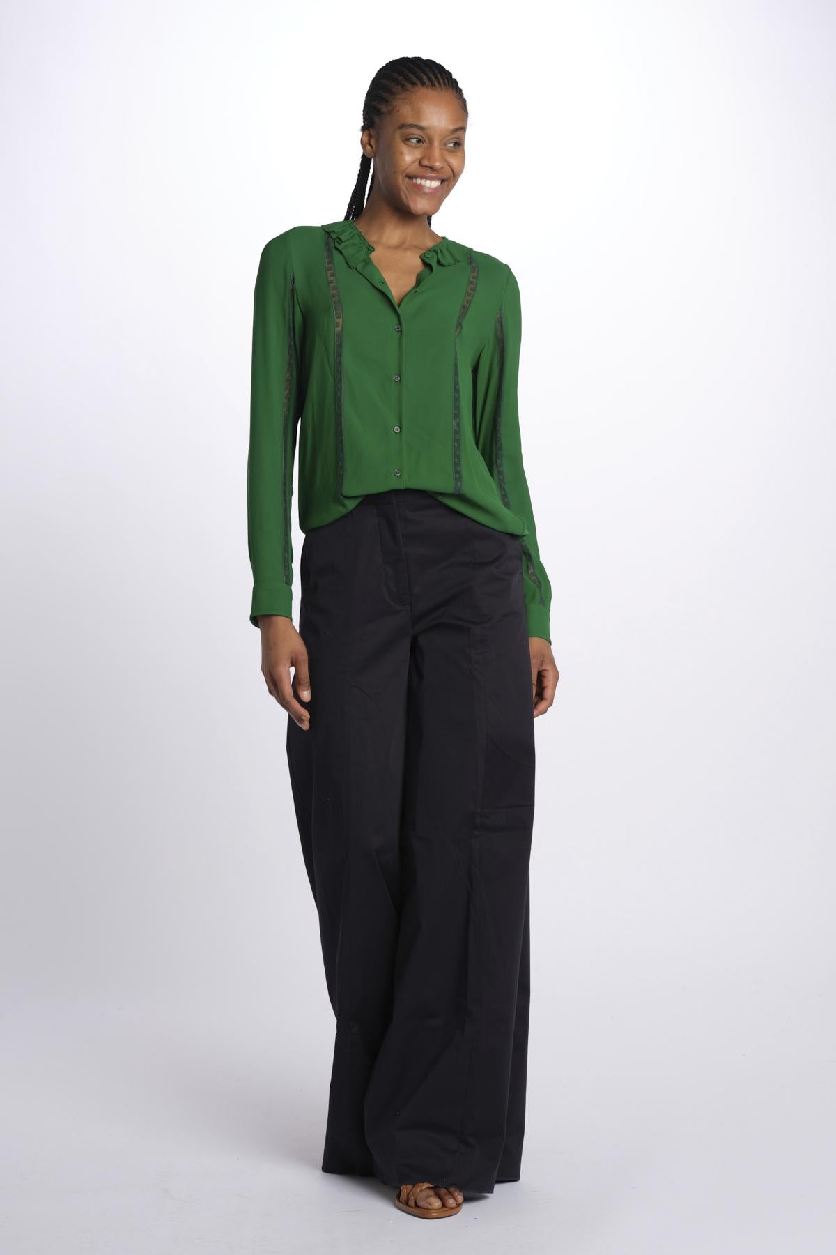 Camicia con frange e inserti pizzo G011 5340 n21 