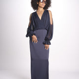 abito lungo con manica lunga LEESA E022630011 NAVY ramy brook 