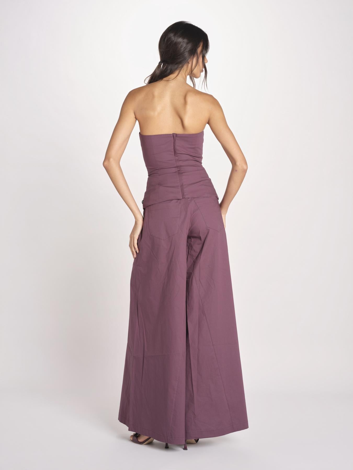 pantalone over in cotone 40811-400 MELANZANA 18 federica tosi 