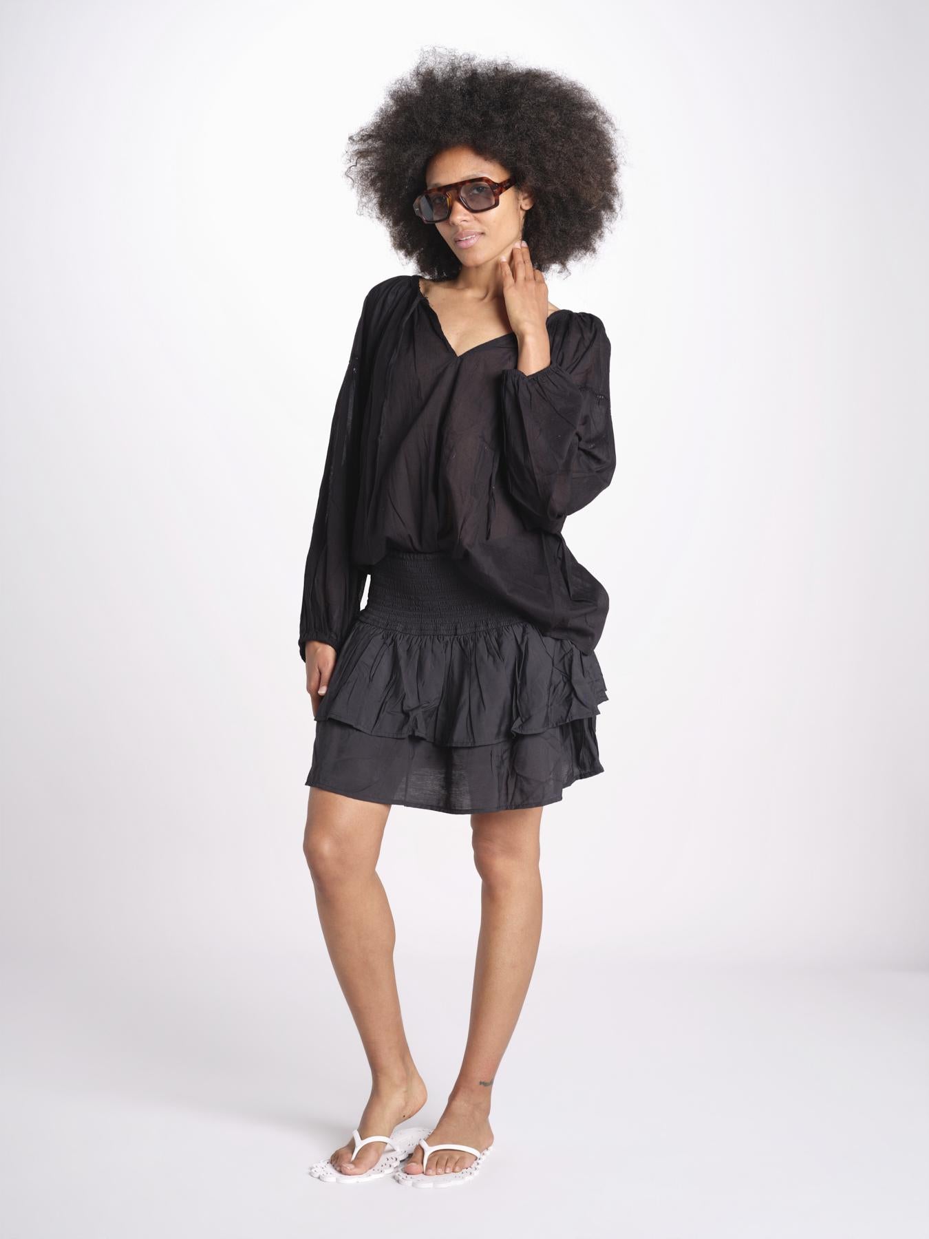 camicia voille nervature ALEXANBLATU NOIR laraethnics 