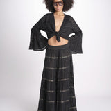 camicia cropped con nodo in lurex gessato JUNE BLACK christianzen 