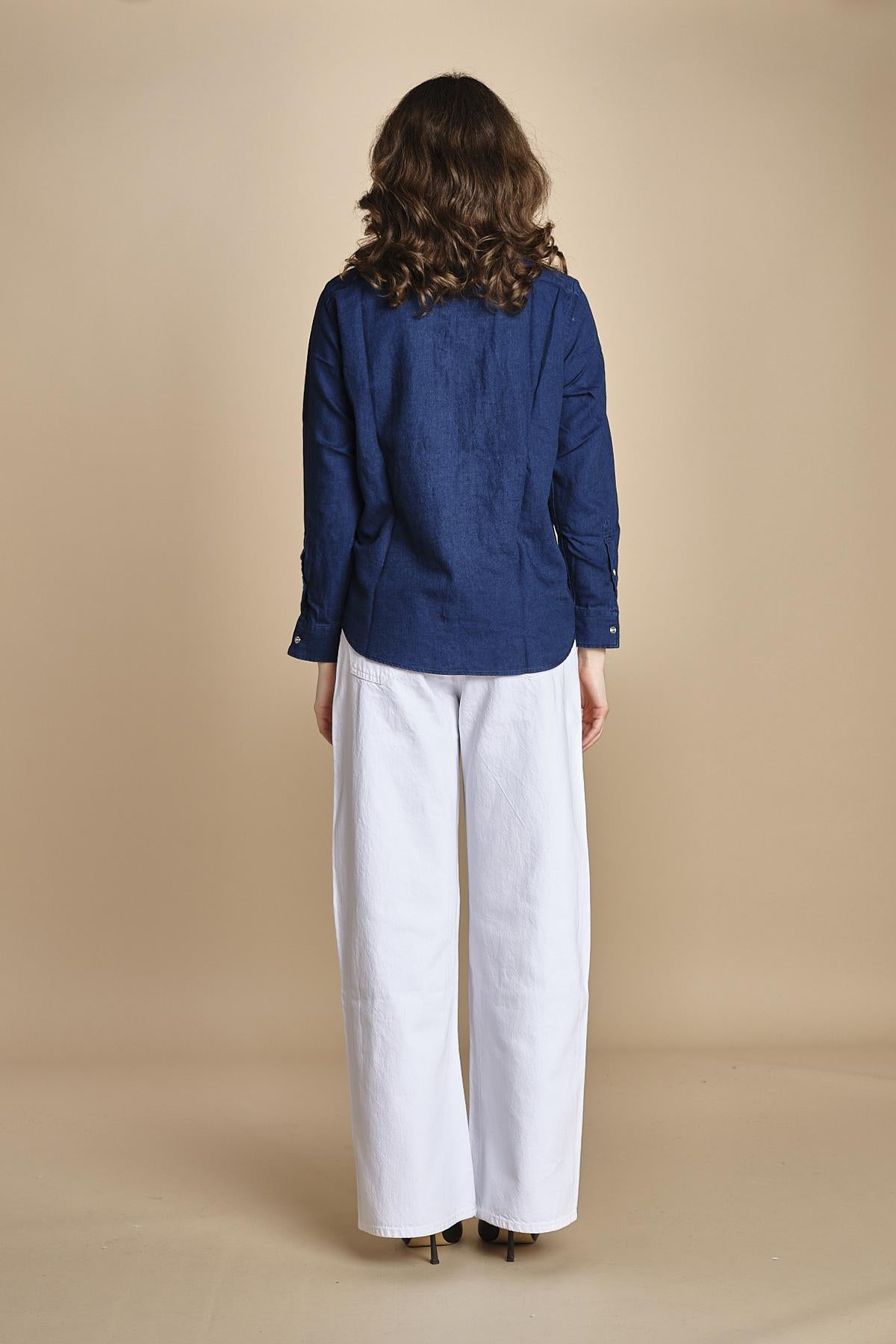 CHANDLER camicia denim con automatici BECE616 INDIGO hartford 