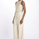 Pantalone con pinces misto lino IO115176 WH014 ivy oak 