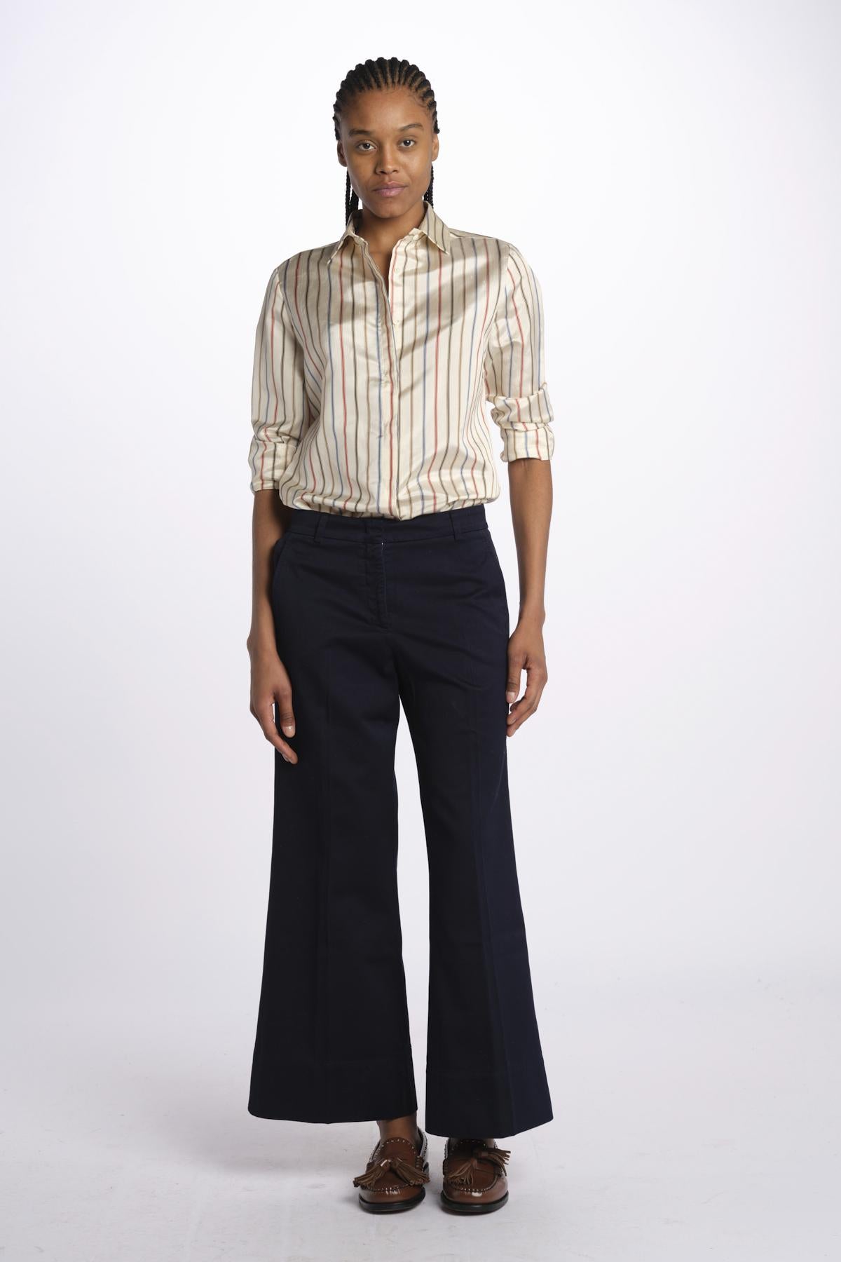 Pantalone MELODY D cropped cotone tinto capo MELODYD408801 80 quelledue 