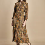 abito midi in etno lurex PIERTA OCRE ba&sh 