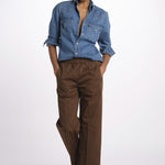 Pantalone PENSIL cotone con elastico PENSIL CHOCOLATE true avenue 