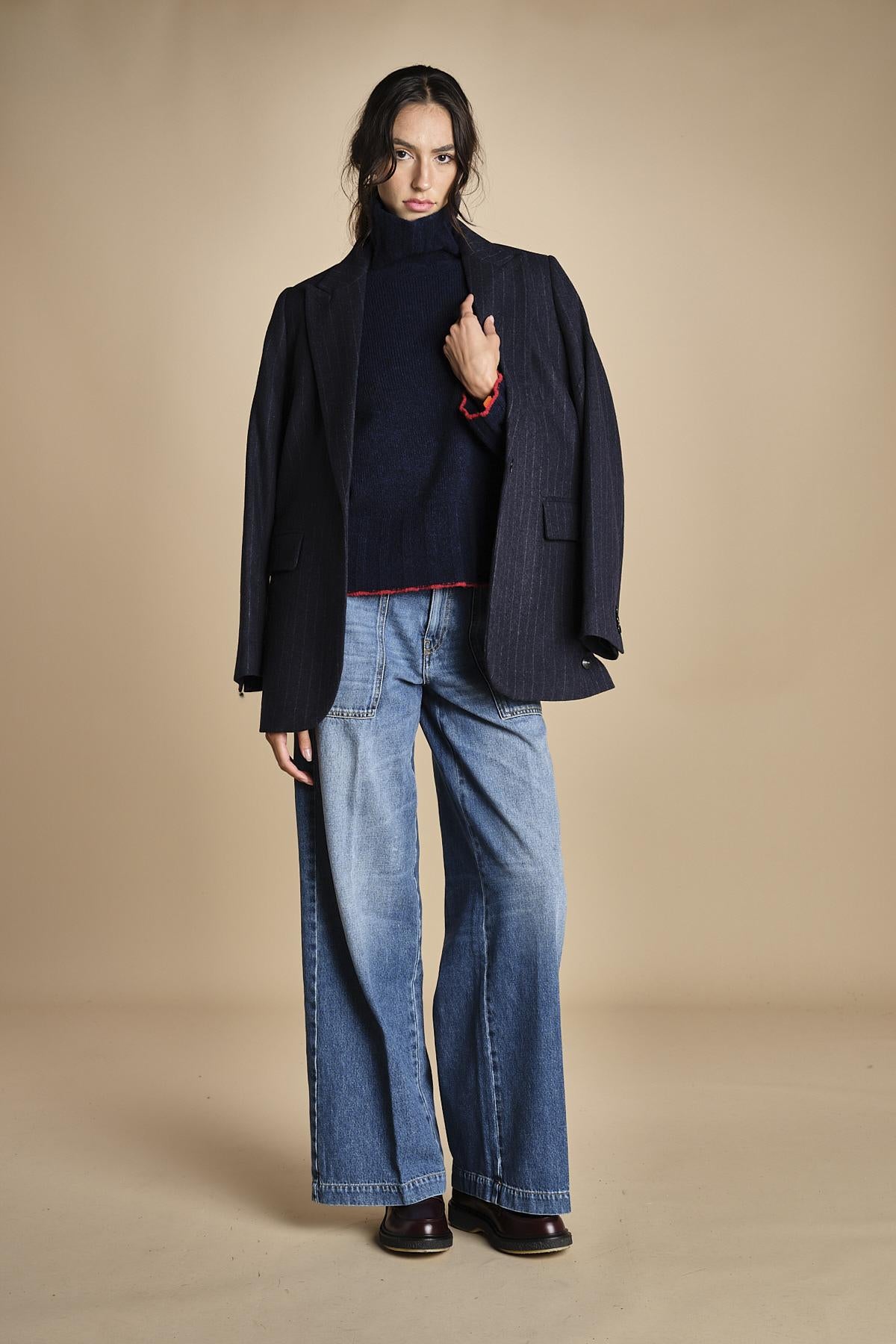 maglia dolcevita over SAMANTHA BLU NAVY ROSSO tenne' 