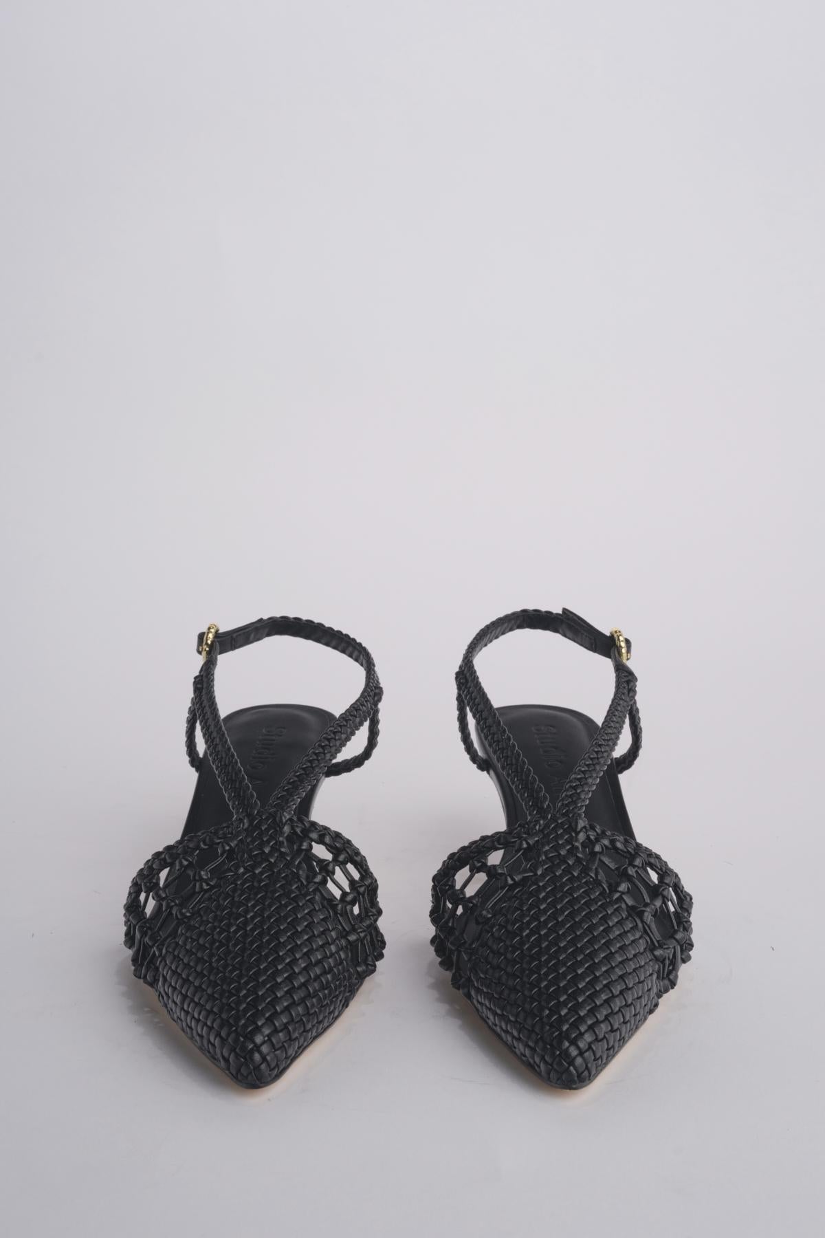 Sabot NEXUS 50 HEEL intrecciato tacco 5 F839CFC BLACK studio AMELIA 