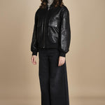 LARA bomber in pelle IO118048 BK999 ivy oak 