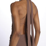 KALISA abito maxi con twist frontale KALISA TAUPE BROWN amazuìn 