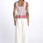 Top AMAYA righe + ricamo DM 1239 MULTI damson madder 