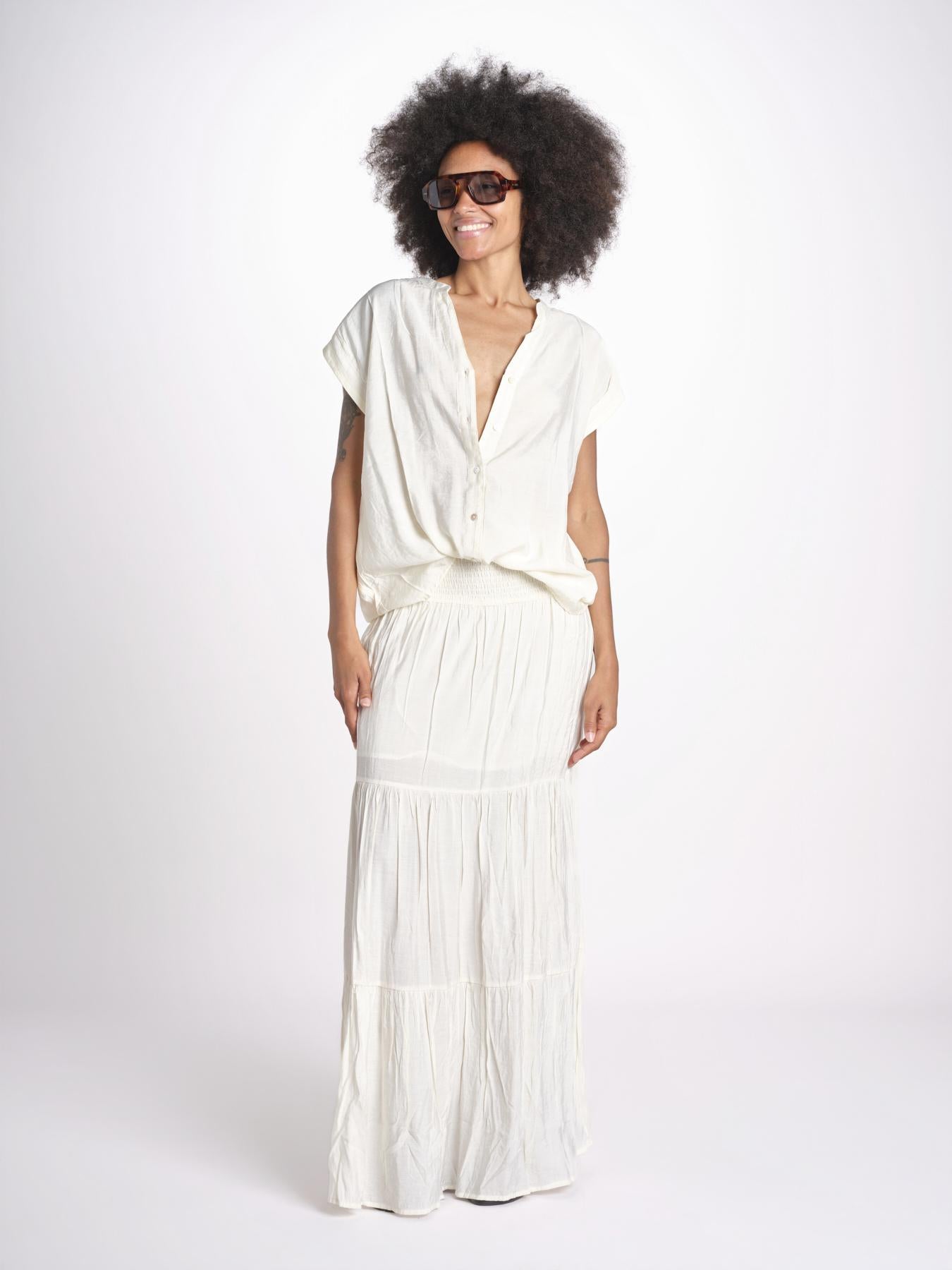 camicia con bottoni CLARENCELK NACRE laraethnics 