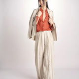 Pantalone in lino rigato KARLY M29DOKARLY_T2301 R708 BEIGE massimo alba 