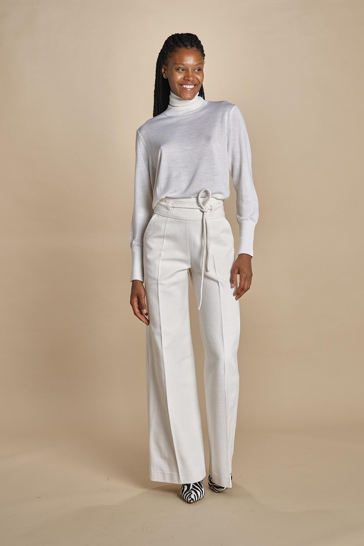 HIGH WAIST pantalone con cintura di seta E16P01 ns97 white martin grant 