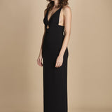 maxidress con spalline sottili incrociate MILLY BLACK solace 