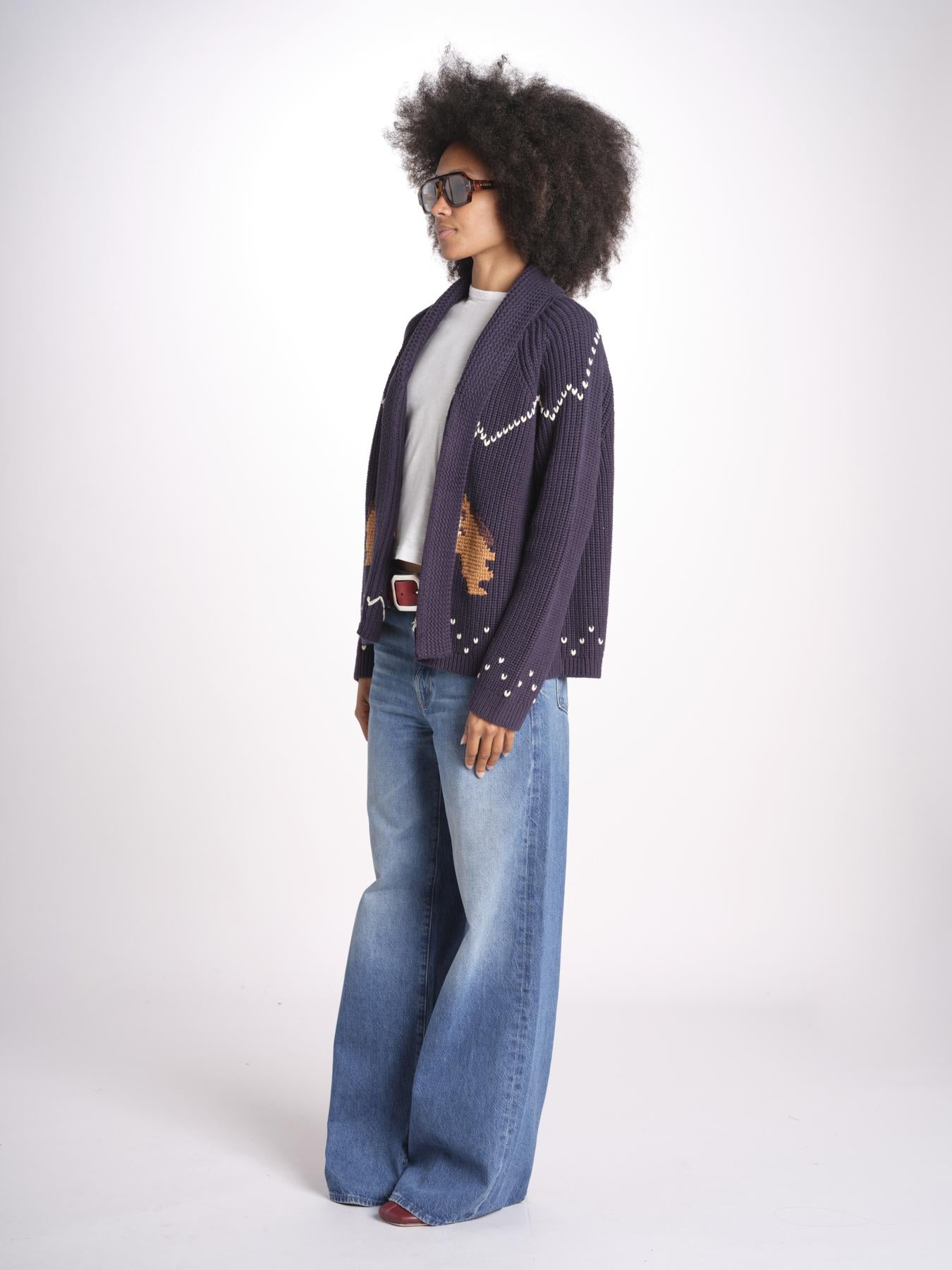 cardigan con cavalli THE HORSE LODGE S463682 NAVY the GREAT 