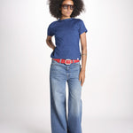 t-shirt girocollo manica corta in cotone organico WTEE03 520 INDIGO merz b 