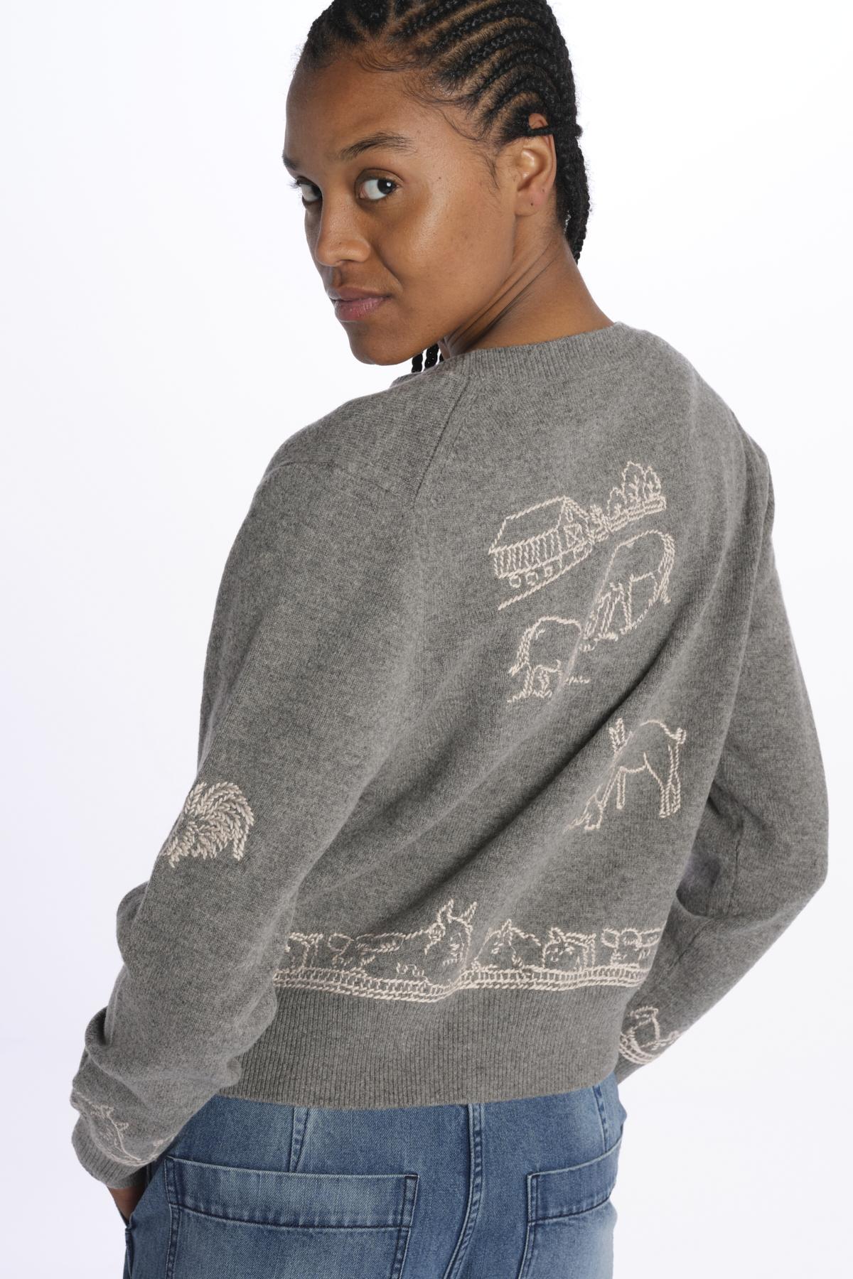 EDIN farm emb cardigan E047 GREY sea ny 