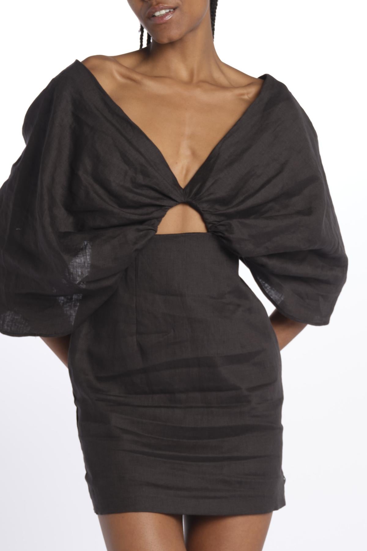 DRESS HELLI mini abito con manica a sbuffo DRESS HELLI NERO inasami 