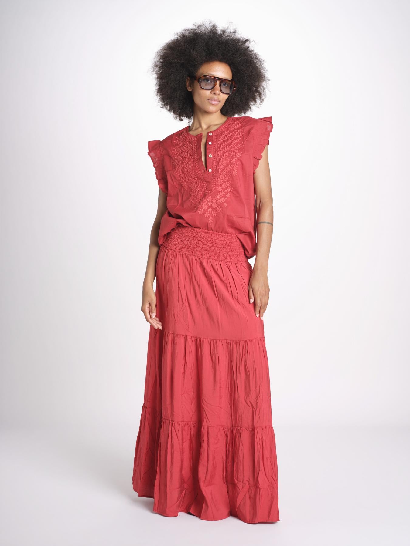 camicia con ricamo HEITABLATU CRANBERRY laraethnics 