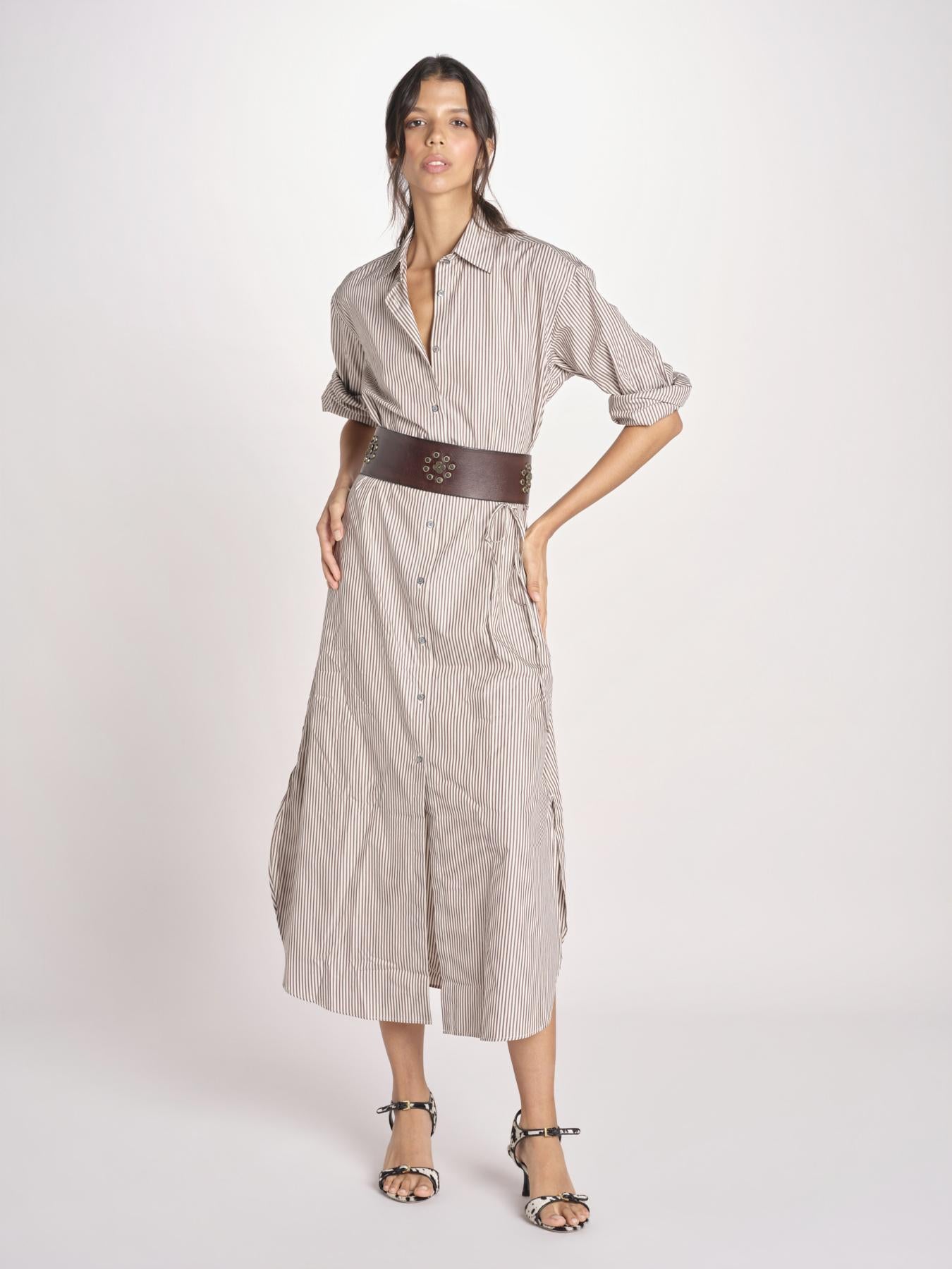 chemisier a righe 16R537CO253 P158 BROWN ines de la fressange 