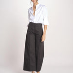 pantalone largo con nervature ORIANA 540 54 3 NERO quelledue 