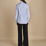 camicia di cotone a righe G022-1519-R1D1 AZZURRO n21 