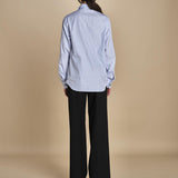 camicia di cotone a righe G022-1519-R1D1 AZZURRO n21 