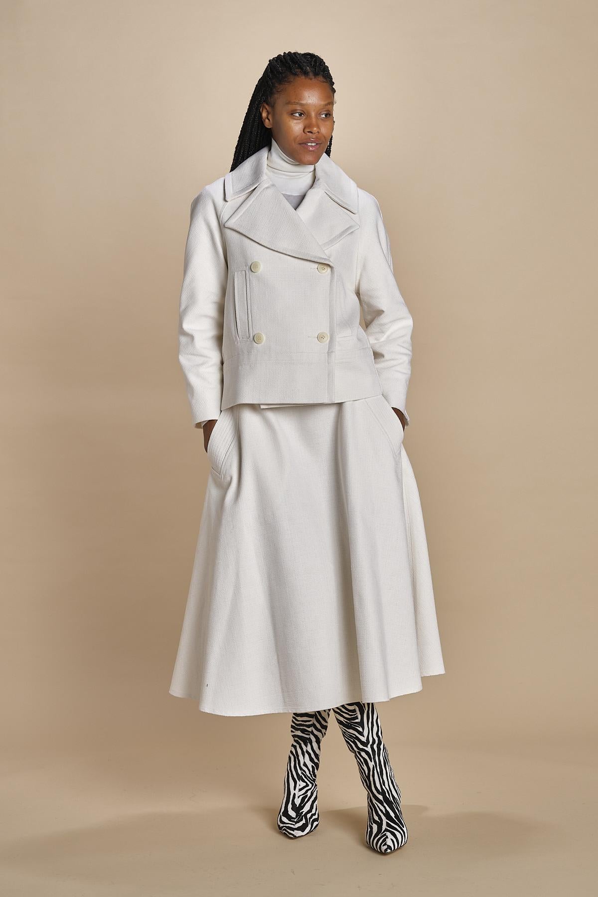 SHORT PEA JACKET peacot corto di seta A16V02-C NS97 AVORY martin grant 