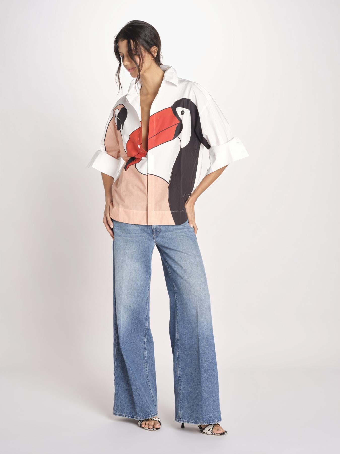 camicia con tucano GRAPHIC BIRDS 348572 BLUSH farm rio 