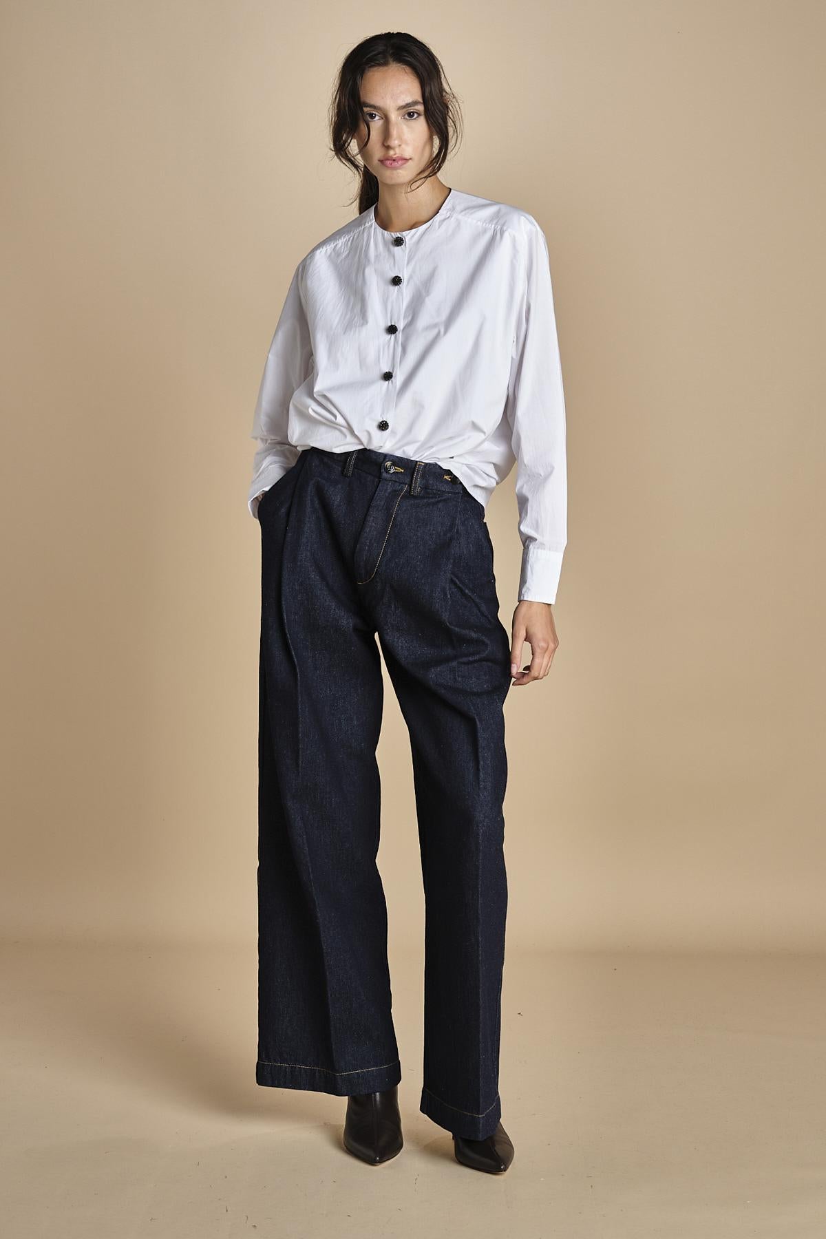 camicia con bottoni in swarosky RAMPLINGO WHITE laurence bras 